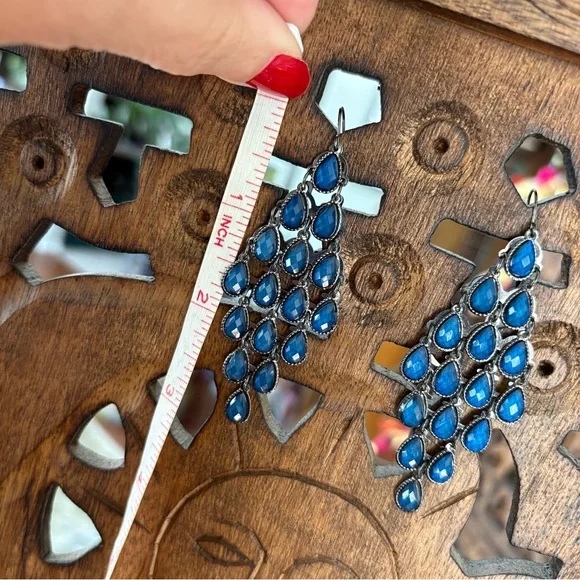 Beautiful Blue Dangly Earrings - Picture 2 of 4